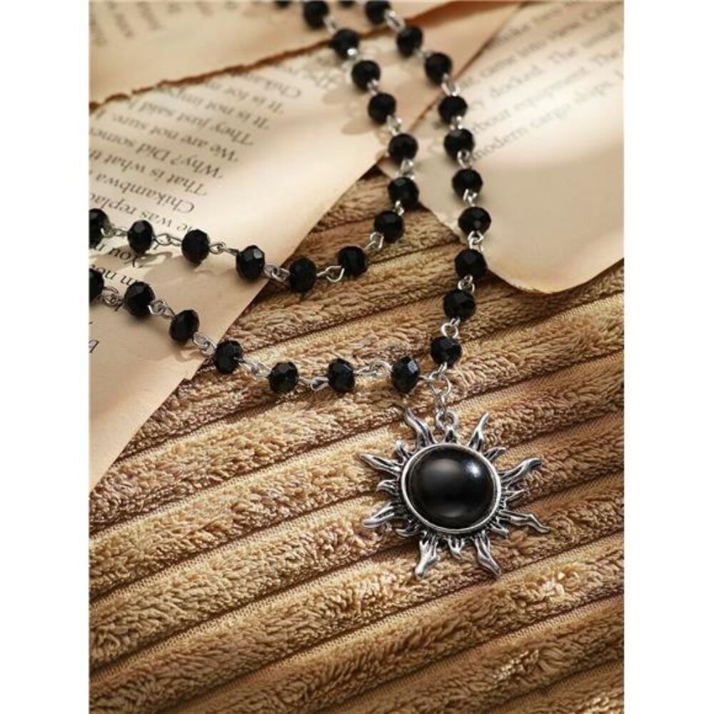 Black Bead Choker Necklace - Picture 6 of 7